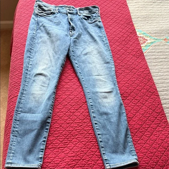 MOTHER High Waisted Looker Ankle Jeans - Light Denim Blue - Picture 3 of 7